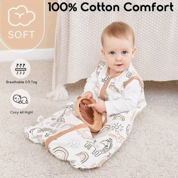 New Soft and Cozy 3pk Sleep Sack 2 Way Zip Up Wearable Blanket 0-6+ M 100% Cotto - Picture 2 of 4